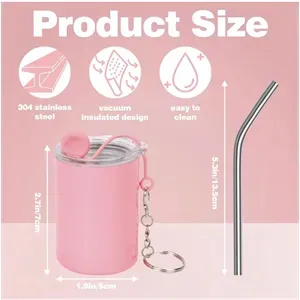 Mini Tumbler Shot Glass with Straw, Lids, Birthday Gifts