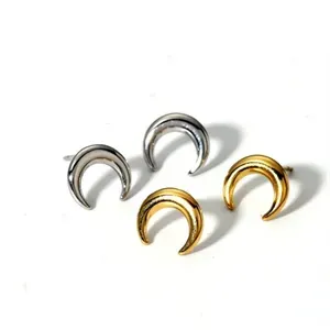 Moon and Star Shaped Titanium Stud Earrings Set