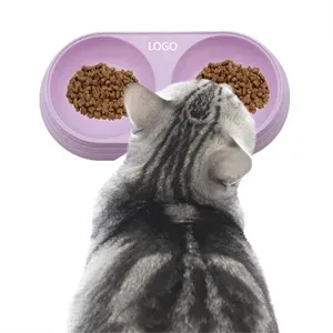 Plastic Double Pet Bowls For Feed And Drink Water