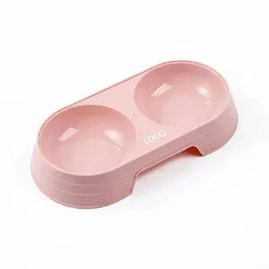 Plastic Double Pet Bowls For Feed And Drink Water