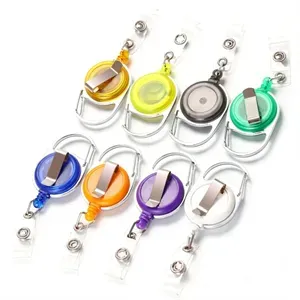 Retractable Carabiner Round Badge Reel with Belt Clip