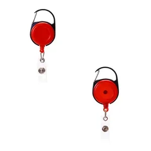 Retractable Carabiner Round Badge Reel with Belt Clip