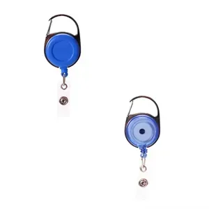 Retractable Carabiner Round Badge Reel with Belt Clip