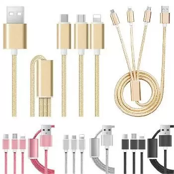 Braided 3-in-1 cable with lightning