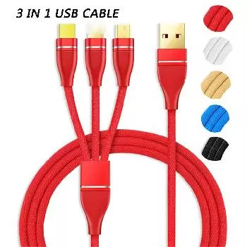 3-in-1 braided cable with lightning