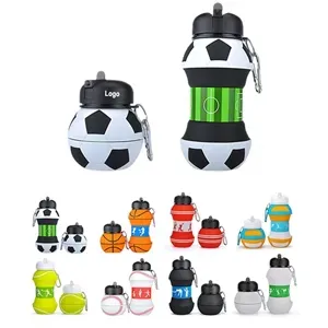 18oz Collapsible Basketball Water Bottle Silicone Soccer