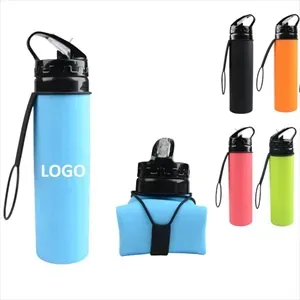 20 Oz Silicone Foldable Folding Sports Water Bottle