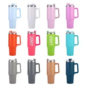 40 oz. Insulated Mug with Handle and Straw