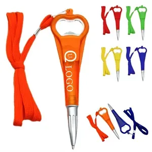 Bottle Opener Magnet Pen with Lanyard