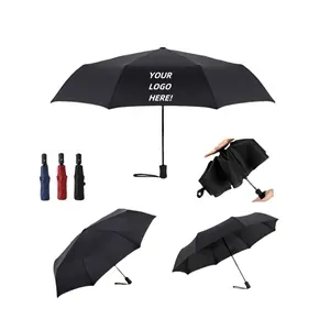 Fully automatic eight-bone three-fold umbrella