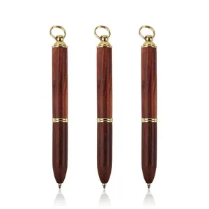 Mini Keychain Wooden Brass Pocket Pen