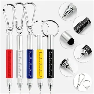 Multi functional 6 in 1 tool pen, metal ballpoint pen