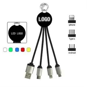 Multicharging 4 in 1 USB LED Cable With Lighting Logo
