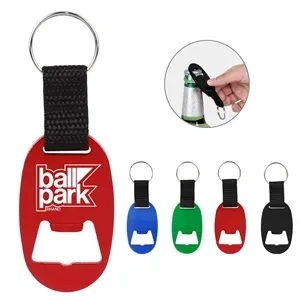 Oval Bottle Opener Keychain w/ Strap
