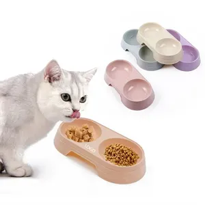 Plastic Double Pet Bowls For Feed And Drink Water