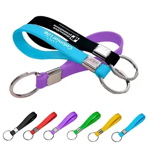 Screen Printed Silicone Wristband Keychain