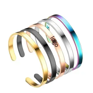 Titanium Steel C-Shaped Open Bracelet