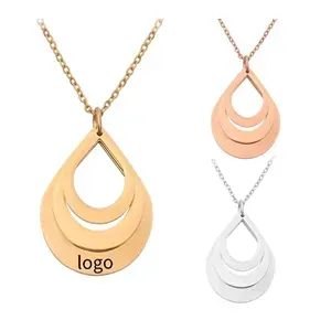 Titanium steel Custom Water Drop Pendant Necklace