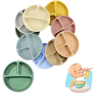 Toddler Plates with Suction,100% food-Grade Silicone Divided